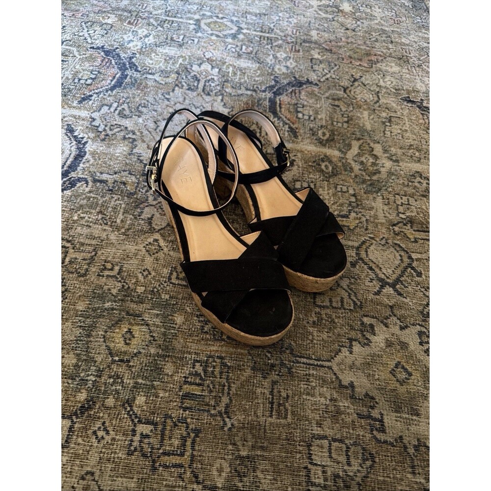 Raye Black Adjustable Strap Block Sandals Size 10 Women’s